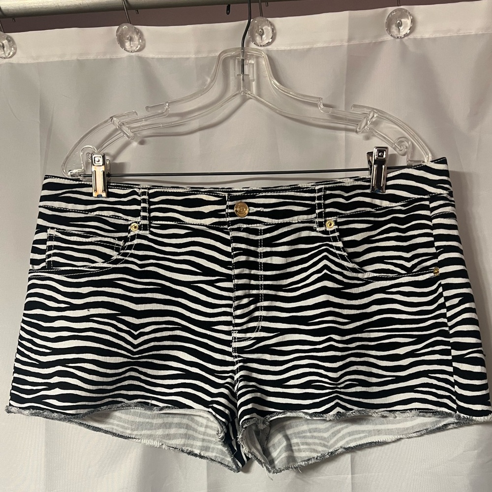 Michael Kors Black and White Zebra Print Jean Shorts. Size 14. Worn once